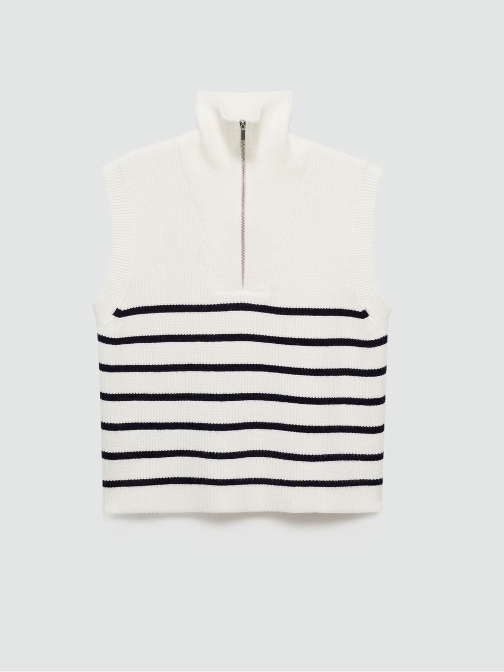 Mango Navy striped knitted gilet with zip NWT - Picture 2 of 5